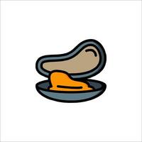 An illustration of a shell with an orange piece of food inside vector