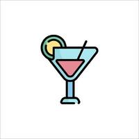 A martini glass with a slice of lemon and a straw vector