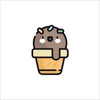 A cute ice cream cone with a face on it vector