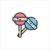 Two lollipops with faces on them vector
