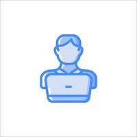 A man with a laptop icon on a white background vector