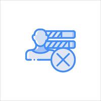 A blue icon with a person in front of a sign vector
