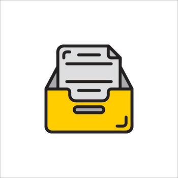 un archivo caja con papel dentro vector