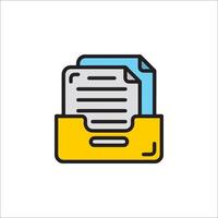 A folder with paper and a pen icon vector