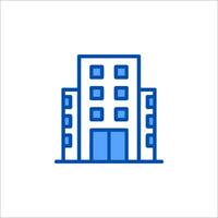 A building icon with blue lines vector
