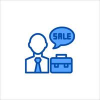 A man with a briefcase and a speech bubble with the word sale vector