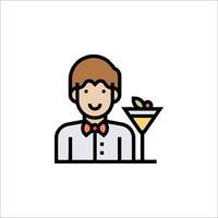 A man with a drink and bow tie icon vector
