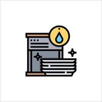 A dishwasher with water and a drop icon vector
