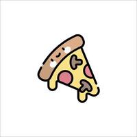 A slice of pizza with a face on it vector