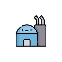 A blue and gray building with a cat on it vector