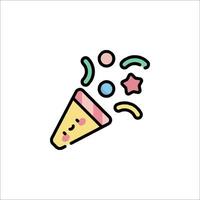 A cartoon confetti cone icon with a smiley face vector