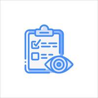 A clipboard with an eye icon and a check mark vector