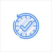A clock icon with a tick mark vector