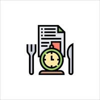 A clock and fork with a paper and a knife vector