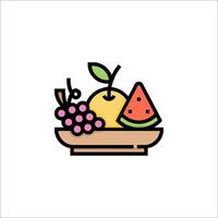 Fruit and watermelon icon in a bowl vector