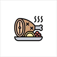 A turkey on a plate with vegetables and fruit vector