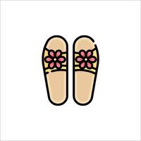 A pair of slippers with flowers on them vector