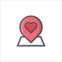 A map marker with a heart icon vector