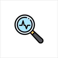 Magnifying glass icon with heartbeat line illustration vector
