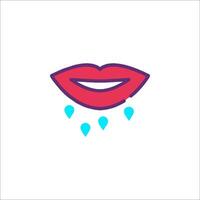 A red lips with drops of water on it vector