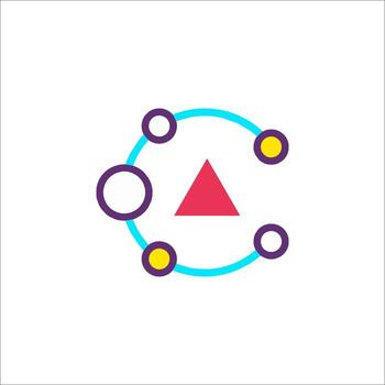 A colorful triangle with circles around it vector