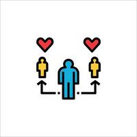 A man with two arrows and hearts on his head vector