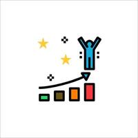 A man is standing on a bar chart with a star above him vector