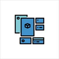 A blue icon with a cube on it vector