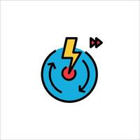 A blue and red lightning bolt icon with a arrow pointing to it vector