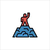 A man standing on top of a mountain with a flag vector