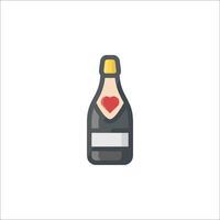 A bottle of champagne with a heart on it vector