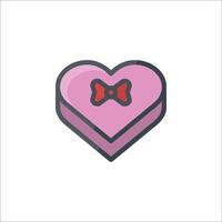 A heart shaped box with a bow on it vector