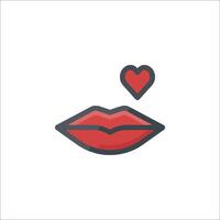 A red lips with a heart icon vector