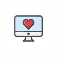A computer monitor with a heart on it vector