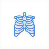 The lungs are shown in a blue line icon vector