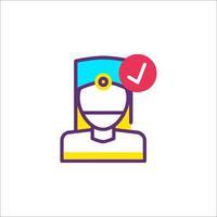 A doctor icon with a tick mark on it vector