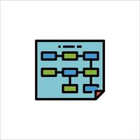 A blue and green line icon of a business process vector