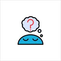 A blue and white icon with a question mark on top vector