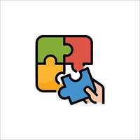 A hand holding a puzzle piece with a piece missing vector