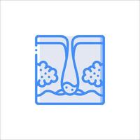 A blue line icon of a book with clouds vector