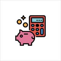 Piggy bank and calculator icon illustration vector