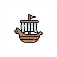 A ship with a flag on it in a line style vector
