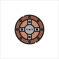 A cartoon character in a shield icon vector