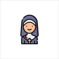 A nun icon with a cross on her head vector