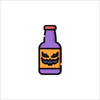 A bottle of beer with a pumpkin face on it vector