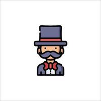 A man with a mustache and a top hat vector