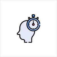 A person's head with a stopwatch on it vector
