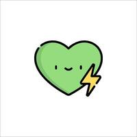A green heart with a lightning bolt on it vector