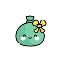 A cute green bag with a bow on it vector