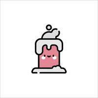 A pink and white ice cream container with a face on it vector